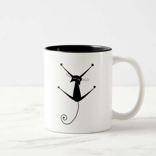 黒く風変わりな子猫10 ツートーンマグカップ (右)