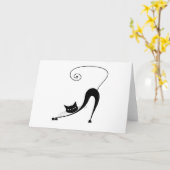 黒く風変わりな子猫2 カード (黄色い花)