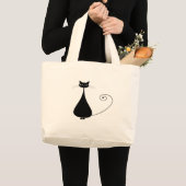 黒く風変わりな子猫4 ラージトートバッグ (正面(商品))