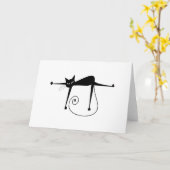 黒く風変わりな子猫8 カード (黄色い花)