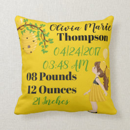 黒く黄色い蜂蜜ののまわりにの誕生の発表 クッション