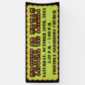 黒く、オレンジおよび緑のトランクか御馳走 横断幕 (縦)