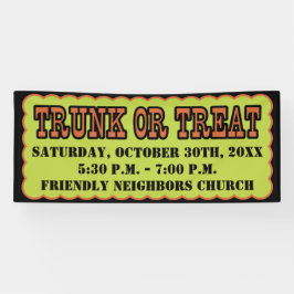 黒く、オレンジおよび緑のトランクか御馳走 横断幕