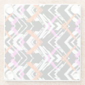 黒く、オレンジ、およびピンクの手描きの矢パターン ガラスコースター (裏面)