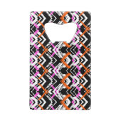 黒く、オレンジ、およびピンクの手描きの矢パターン クレジットカード栓抜き (裏面)