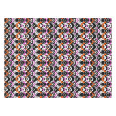 黒く、オレンジ、およびピンクの手描きの矢パターン テーブルクロス (正面(横))