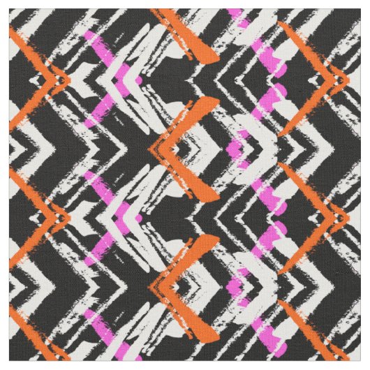 黒く、オレンジ、およびピンクの手描きの矢パターン ファブリック (クローズアップ)