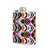 黒く、オレンジ、およびピンクの手描きの矢パターン フラスク (左)
