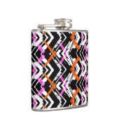 黒く、オレンジ、およびピンクの手描きの矢パターン フラスク (右)