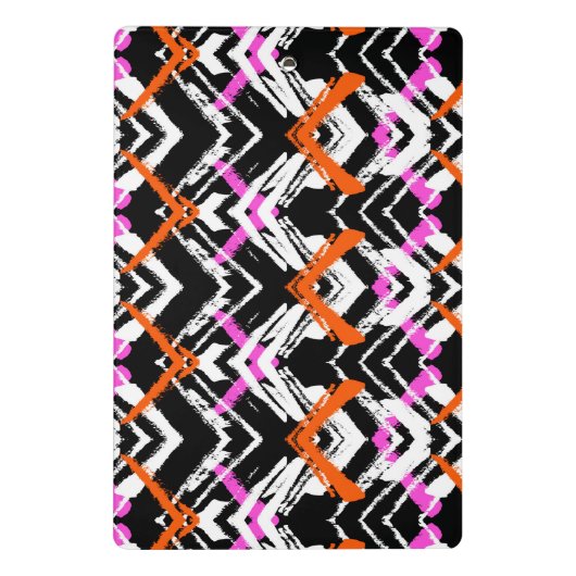 黒く、オレンジ、およびピンクの手描きの矢パターン ミニクリップボード (裏面)