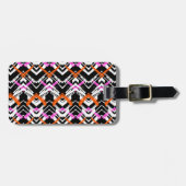 黒く、オレンジ、およびピンクの手描きの矢パターン ラゲッジタグ (正面横)