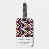 黒く、オレンジ、およびピンクの手描きの矢パターン ラゲッジタグ (裏面縦)