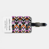 黒く、オレンジ、およびピンクの手描きの矢パターン ラゲッジタグ (裏面横)