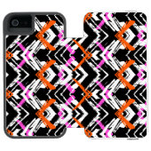 黒く、オレンジ、およびピンクの手描きの矢パターン INCIPIO iPhoneウォレットケース (フォリオ Open)