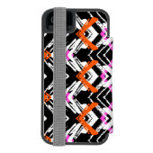 黒く、オレンジ、およびピンクの手描きの矢パターン INCIPIO iPhoneウォレットケース (フォリオ裏面)