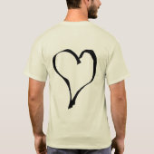 黒く、クリーム色愛ハートの設計 Tシャツ (裏面)