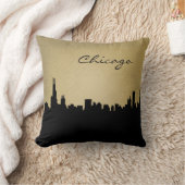 黒く、グランジなシカゴの陸標の枕 クッション (ブランケット)