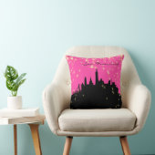 黒く、ピンクのサンフランシスコの陸標の枕 クッション (椅子)