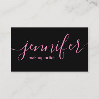 黒く、ピンクのメーキャップアーティストの名刺 名刺