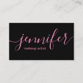 黒く、ピンクのメーキャップアーティストの名刺 名刺 (正面)