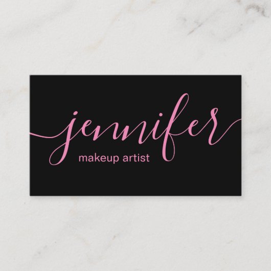 黒く、ピンクのメーキャップアーティストの名刺 名刺 (正面)