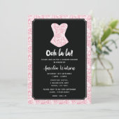 黒く、ピンクのレースのランジェリーのシャワーの招待状 招待状 (スタンド正面)