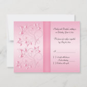 黒く、ピンクの真珠のLoveknot花RSVPのカード 出欠カード (裏面)