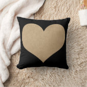 黒く、フェイクな金ゴールドの革ハート クッション (ブランケット)