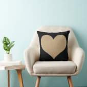 黒く、フェイクな金ゴールドの革ハート クッション (椅子)