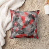 黒く、灰色および赤い水彩画の枕 クッション (ブランケット)