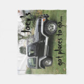 黒く、灰色によってカスタマイズジープ毛布は個人化なります フリースブランケット (正面)