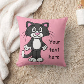黒く、白いおよびピンク猫の枕 クッション (ブランケット)