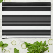 黒く、白いおよび灰色の縞 キッチンタオル (折り畳み)