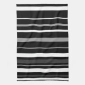 黒く、白いおよび灰色の縞 キッチンタオル (縦)