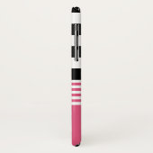 黒く、白い及びショッキングピンクのストライプのなパーソナライズ Case-Mate iPhoneケース (裏面/左)