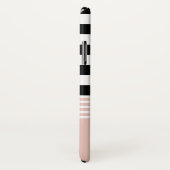 黒く、白い及びピンクのストライプのなパーソナライズ Case-Mate iPhoneケース (裏面/右)