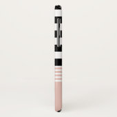 黒く、白い及びピンクのストライプのなパーソナライズ Case-Mate iPhoneケース (裏面/左)