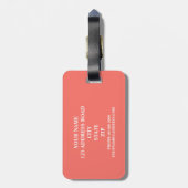 黒く、白い及び生きている珊瑚のストライプのなパーソナライズ ラゲッジタグ (裏面縦)