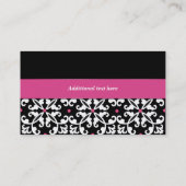 黒く、白い、およびピンクのダマスク織のベーカリーの名刺 名刺 (裏面)