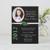 黒く、白い、及び緑の卒業のパーティの招待状 招待状 (スタンド正面)