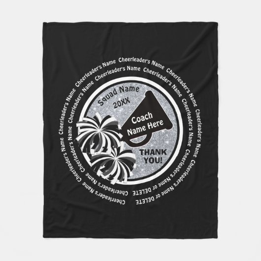 黒く、白い、銀製の応援のコーチのギフトのアイディア フリースブランケット (正面)
