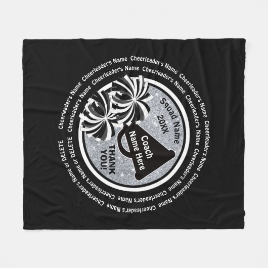 黒く、白い、銀製の応援のコーチのギフトのアイディア フリースブランケット (正面(横))