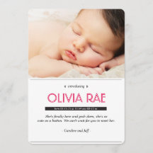 黒く、白およびピンクのベビーの発表