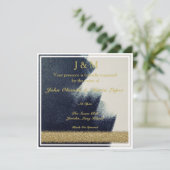 黒く、白および金ゴールドの結婚式招待状 招待状 (スタンド正面)