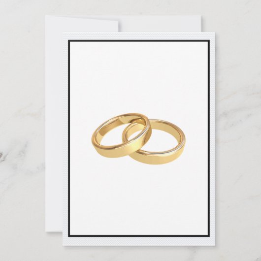 黒く、白および金ゴールドの結婚指輪の招待状 招待状 (裏面)