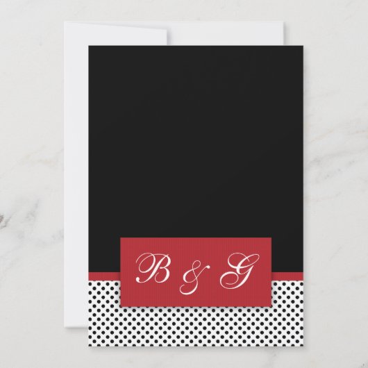 黒く、白くおよび赤い水玉模様の招待状 招待状 (裏面)