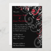 黒く、白くおよび赤い結婚式招待状 招待状 (正面/裏面)