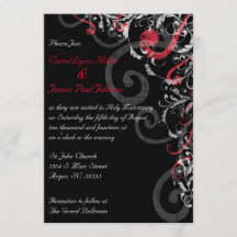 黒く、白くおよび赤い結婚式招待状