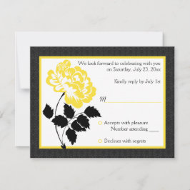 黒く、白くおよび黄色のシャクヤクの応答カード 出欠カード