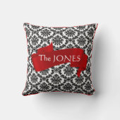 黒く、白く及び赤いダマスク織の枕2割れた側面 クッション (裏面)